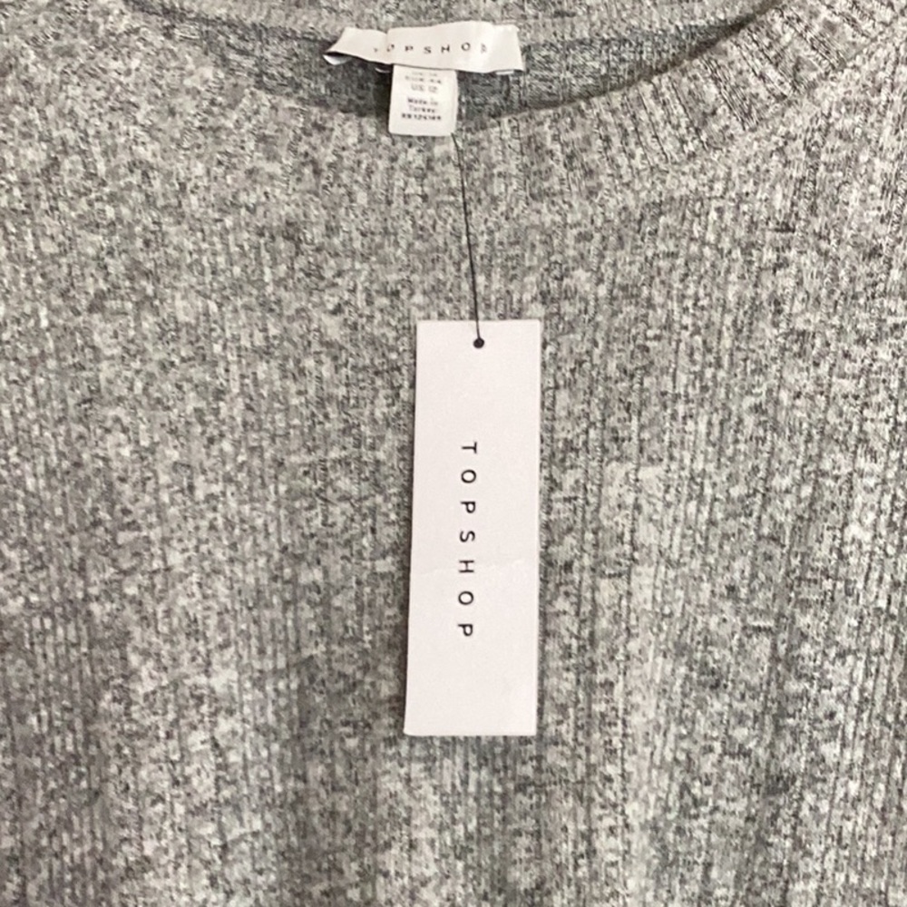 NWT RIBBED LIGHT GRAY TOPSHOP SWEATER SIZE 12 - Picture 5 of 6